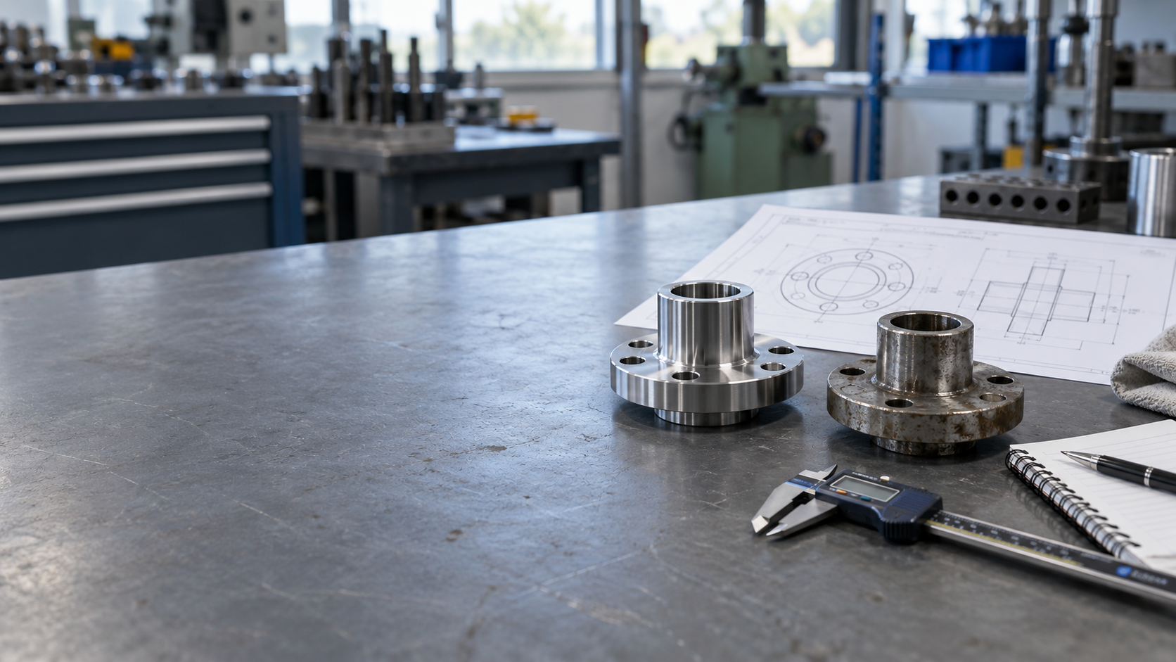 Mechanical component review using drawings and physical samples
